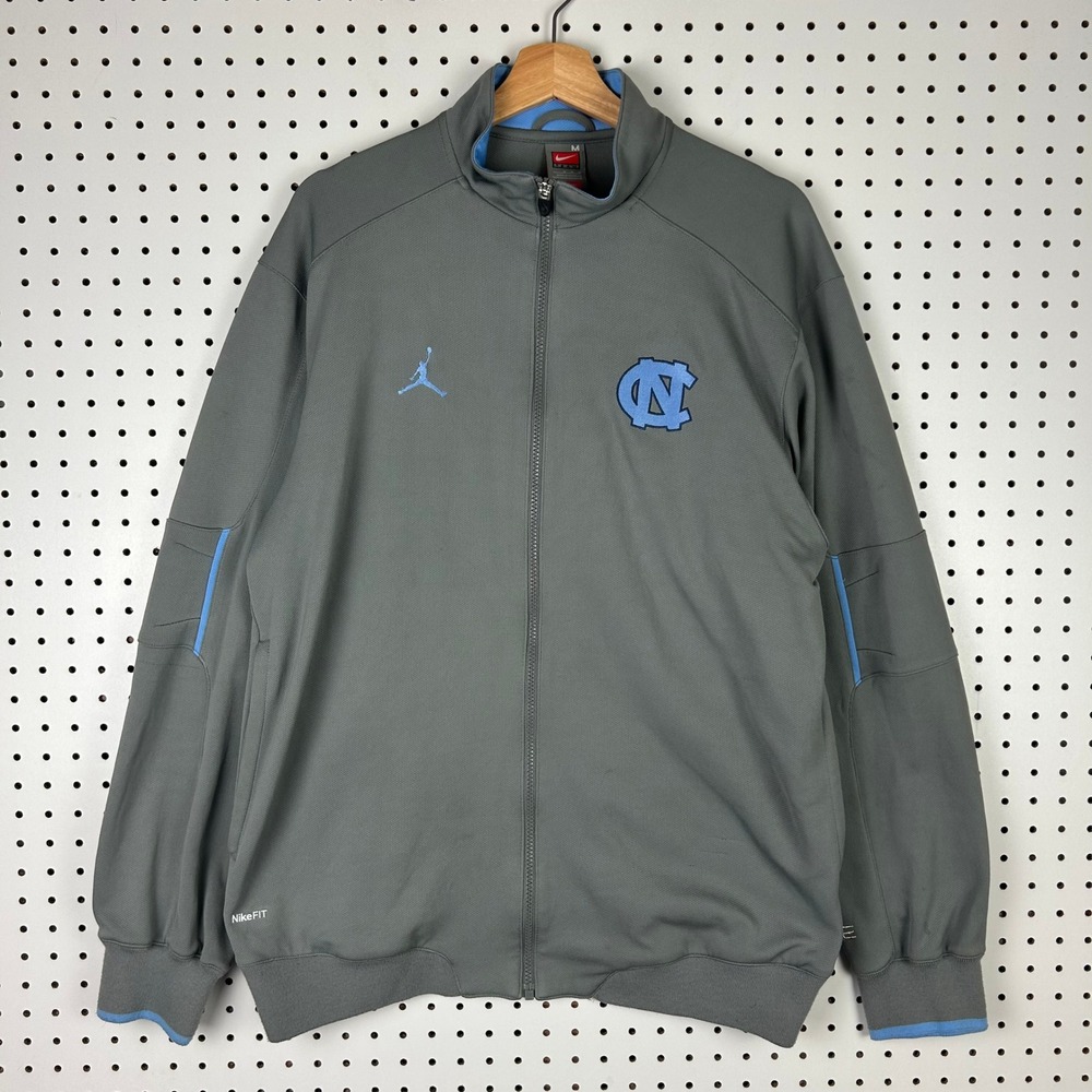 Nike Jordan UNC North Carolina Tar Heel Track Jacket Medium Grey NikeFIT Y2K Zip